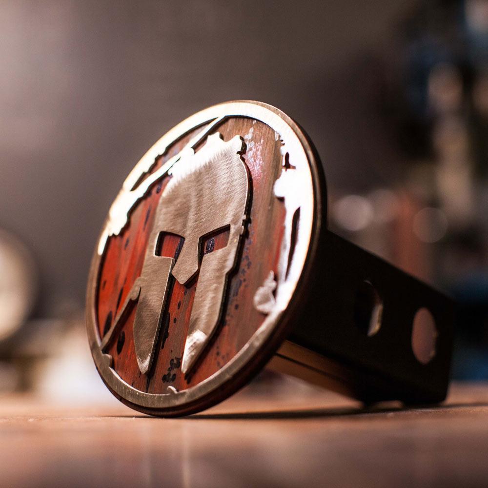 Spartan Helmet Trailer Hitch Cover- Weathered Red at Spartan